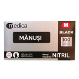 Black nitrile ungloved gloves, M, 100 pieces, Medica