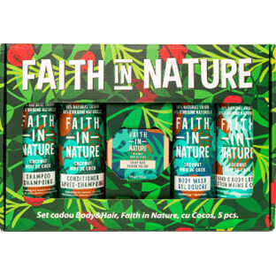 Faith in Nature Vegan hair and body care gift set with coconut oil, 1 pc