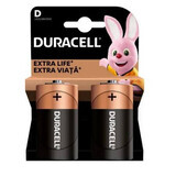 D Extra Life alkaline batteries, 2 pcs, Duracell