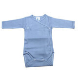 Rib long sleeve cotton bodysuit, 0-3 months, Bleu, Baltic Bebe