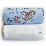 Set of 2 muslin baby blankets, 75x75 cm, for girls, Tuxi Brands