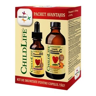 Immunity kit for children Vitamin C ChildLife, 118.5 ml + Vitamin D3 ChildLife, 29.60 ml, Secom Immunity kit for children Vitamin C ChildLife, 118.5 ml + Vitamin D3 ChildLife, 29.60 ml, Secom