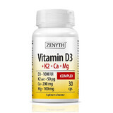 Vitamina D3 + K2 + Ca + Mg, 30 capsule, Zenyth