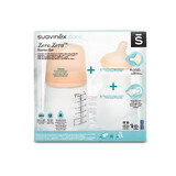 Suavinex Zero Zero Zero Set Anti-Colic Baby Bottle with Adjustable Flow Teat and Spare Bag From Birth 180ml