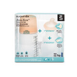 Juego Suavinex Zero Zero, biberón anticólico, con tetina de flujo medio y bolsa de repuesto, más de 4 meses, 270 ml Juego Suavinex Zero Zero, biberón anticólico, con tetina de flujo medio y bolsa de repuesto, más de 4 meses, 270 ml