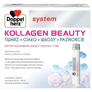 Doppelherz System Kollagen Beauty, 30 vials x 25 ml, Quiesser Pharma