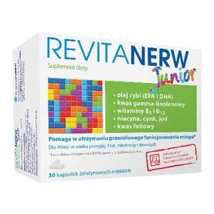 Revitanerw Junior, for children over 3 years and adults, 30 soft capsules