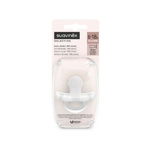 Suavinex Color Essence SX Pro, chupete calmante, 100% silicona, fisiológico, transparente, 6-18 meses, 1 unidad Suavinex Color Essence SX Pro, chupete calmante, 100% silicona, fisiológico, transparente, 6-18 meses, 1 unidad