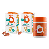 ApoD3 Chewables set, vitamin D3 800 IU for children over 3 years, orange flavor, 2 x 30 soft chewable capsules + ApoD3 Max 4000 IU, 60 capsules