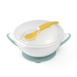 BabyOno, bowl for babies and toddlers with suction cup and spoon, gray