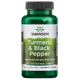Swanson Full Spectrum Turmeric & Black Pepper, cúrcuma y pimienta negra, 60 cápsulas vegetales
