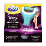Scholl Velvet Smooth Pro, elektronische Fußfeile mit Batterieladegerät, wasserdicht, blau, 1 Stück 