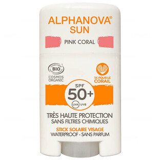 Alphanova Sun, face cream, stick, SPF 50+, Pink Coral, 12 g