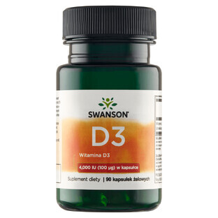 Swanson D3, vitamin D 4000 IU, 90 gel capsules