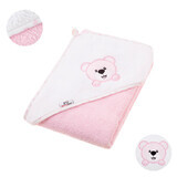 Bocioland bathrobe 100 x 100 cm 100% cotton hooded towel pink teddy bear 1pc