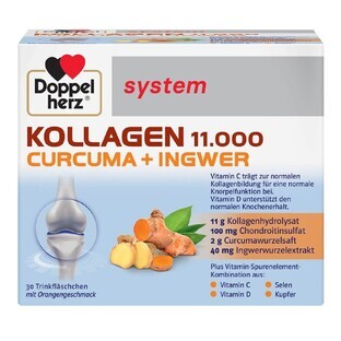 Kollagen 11000 Plus Turmeric + Ginger, 30 vials, Doppelherz