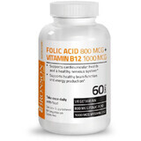 Folic Acid 800 mcg and Vitamin B12 1000mcg, 60 capsules, Bronson
