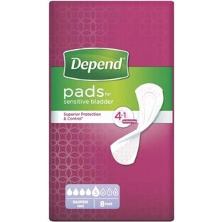 DEPEND SUPER 1×8 pcs, incontinence pads 11×36 cm