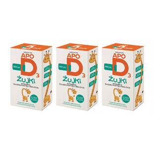 Set ApoD3 Chews, vitamin D3 800 IU for children over 3 years, orange flavor, 3 x 30 chewable softgels