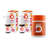 Set ApoD3 Drops, vitamin D3 400 IU for infants and children from day 1, 2 x 10 ml + ApoD3 Max 4000 IU, 60 capsules