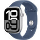Apple Watch Series 10 GPS 42mm Silver aluminum case with denim sport band - M/L