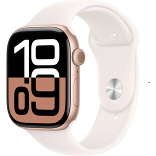 Apple Watch Series 10 GPS + Cellular 42mm Rose Gold Aluminum Case with Sport Band Light Blush - M/L