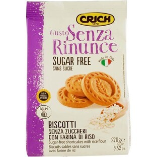 Sugar-free soft dough biscuits with rice flour and sweetener, 270 g, Crich
