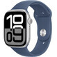 Apple Watch Series 10 GPS + Cellular 46mm Silver aluminum case with denim sport band - M/L