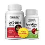 Confezione Berberine 500 mg, 60 capsule + Apple Cider Vinegar, 60 capsule, Zenyth