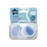 Nachtelijke orthodontische fopspenen, 18-36 maanden, 2 stuks, Blauw, Tommee Tippee
