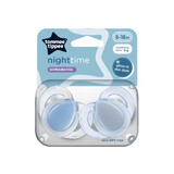 Nachtpon orthodontische fopspenen, 6-18 maanden, 2 stuks, Blauw, Tommee Tippee