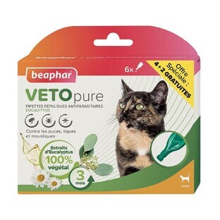 Beaphar VETOpure afstotende pipetten voor katten x4+2 gratis