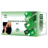 Gezichtsmasker voor medisch gebruik, Type I >95%, Zwart, 50 st, Global Treat