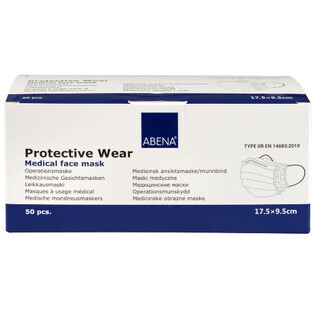 Medical protective mask in 3 layers, 50pcs, Abena