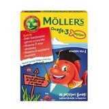 Omega-3 fish with lime and strawberry flavour, 36 jellies, Möller's
