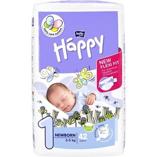 Diapers New Born No. 1, 2-5 kg, 42 pieces, Happy