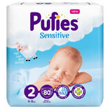 Sensitive Diapers No. 2, 4-8 kg, 80 pieces, Pufies