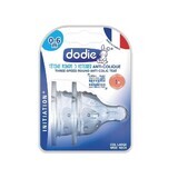 Set of 2 wide neck silicone teats for anti-colic initiation, Flow 1, 0-6 months, Dodie
