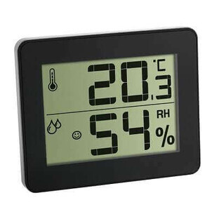 Extra flat digital room thermometer and hygrometer, Grey, TFA