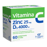 Vitamine C 1000 mg + Zn 25 mg + D3 4000UI, 60 filmomhulde tabletten, Fiterman