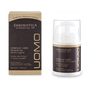 Moisturizing and anti-wrinkle face cream with hyaluronic acid and vitamin B5 Uomo, 50 ml, L'Erboristica Moisturizing and anti-wrinkle face cream with hyaluronic acid and vitamin B5 Uomo, 50 ml, L'Erboristica