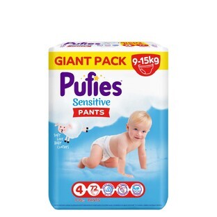 Diaper Pants Pufies Sensitive GP Maxi, 9-15 kg, No.4. 72 pieces, Pufies
