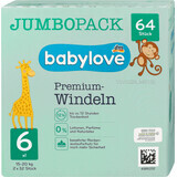 Babylove Premium jumbo diapers number 6, 64 pcs