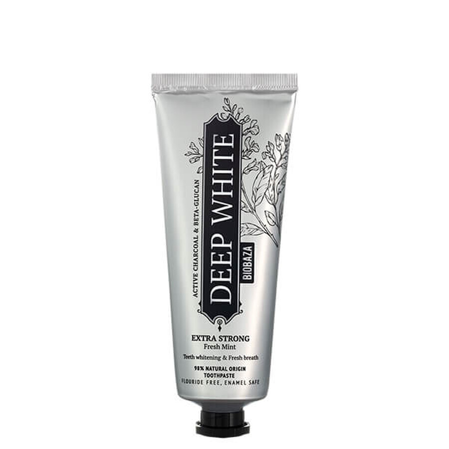 Remineralizing toothpaste for whitening, with carbon powder and calcium mineral, Biobaza, 75 ml