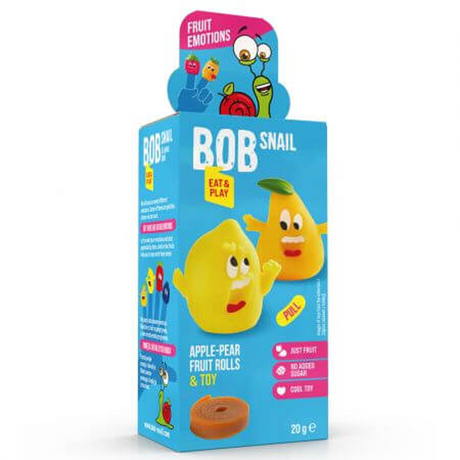 Natural fruit roll, 20 g + Eat &amp; Play Toy, Bob Snail