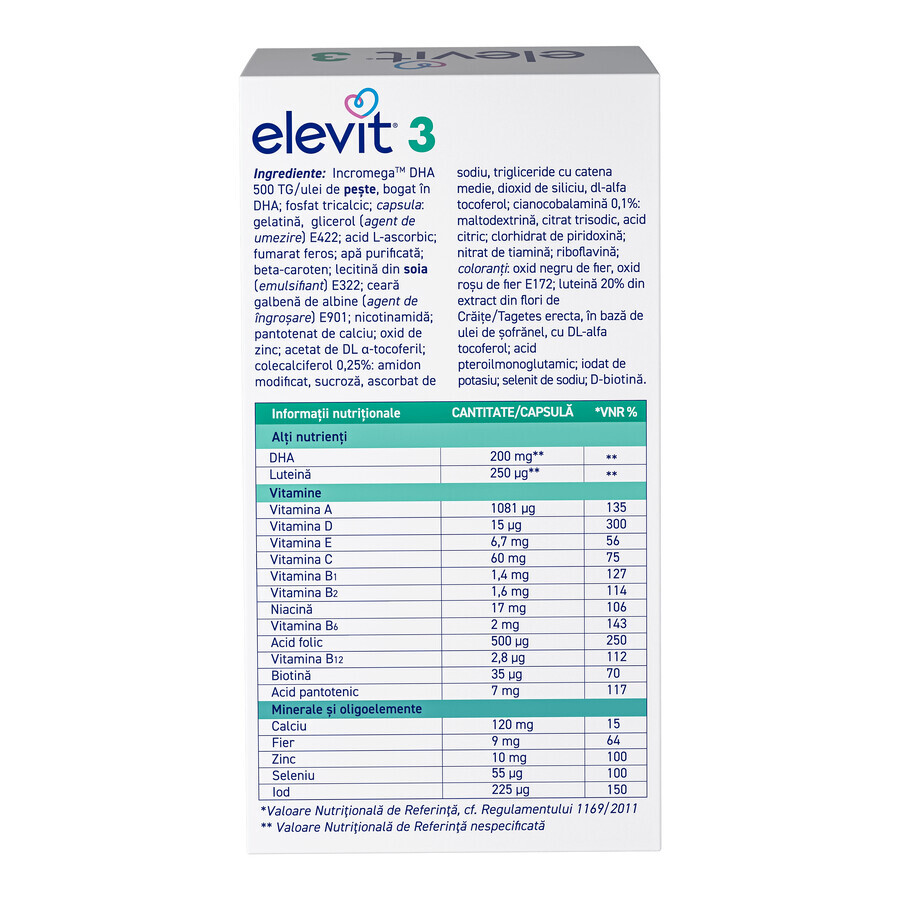 Elevit 3 multivitamins for the postnatal and breastfeeding period, 30 capsules, Bayer