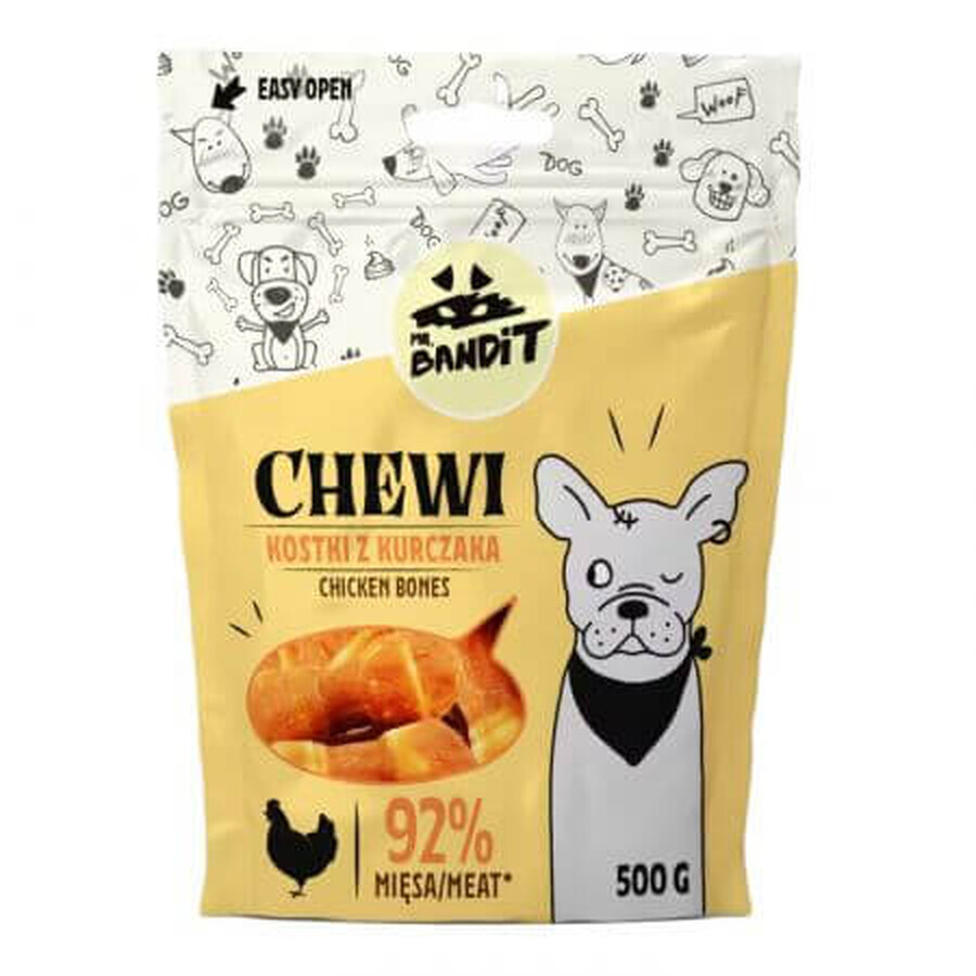 Chewy Chicken Bones Dog Treats, 500g, Mr. Bandit