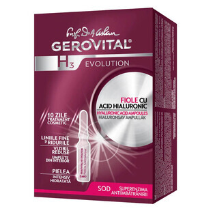 Gerovital H3 Evolution hyaluronic acid amopules, 10 ampoules x 2 ml, Farmec
