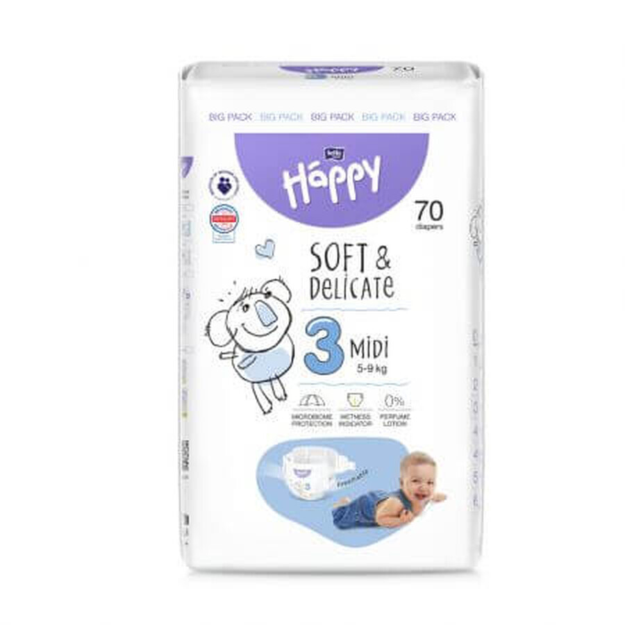Buy Diaper Midi, No. 3, 5 - 9 kg, 70 pcs, Happy Diaper Midi, No. 3, 5 - 9 kg, 70 pcs, Happy