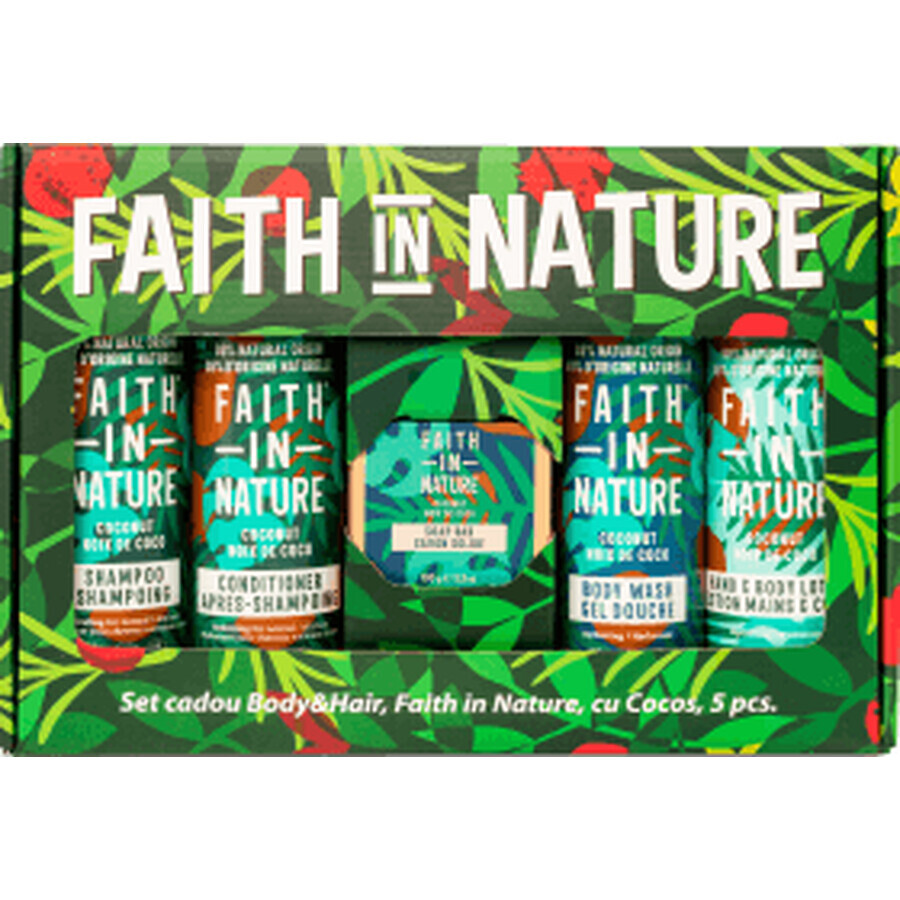 Faith in Nature Vegan hair and body care gift set with coconut oil, 1 pc